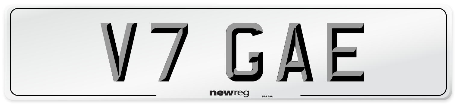 V7 GAE Number Plate from New Reg